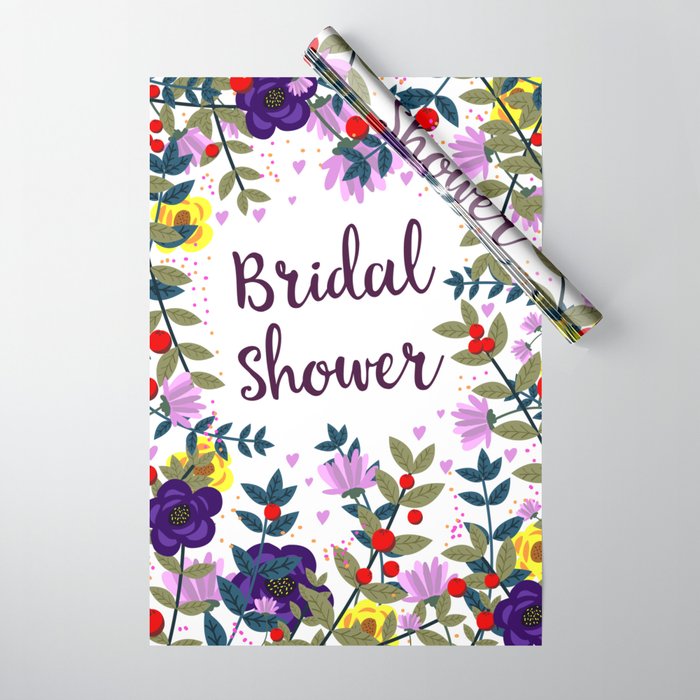 Bridal Shower Vintage Flowers Wrapping Paper by Nicks Emporium